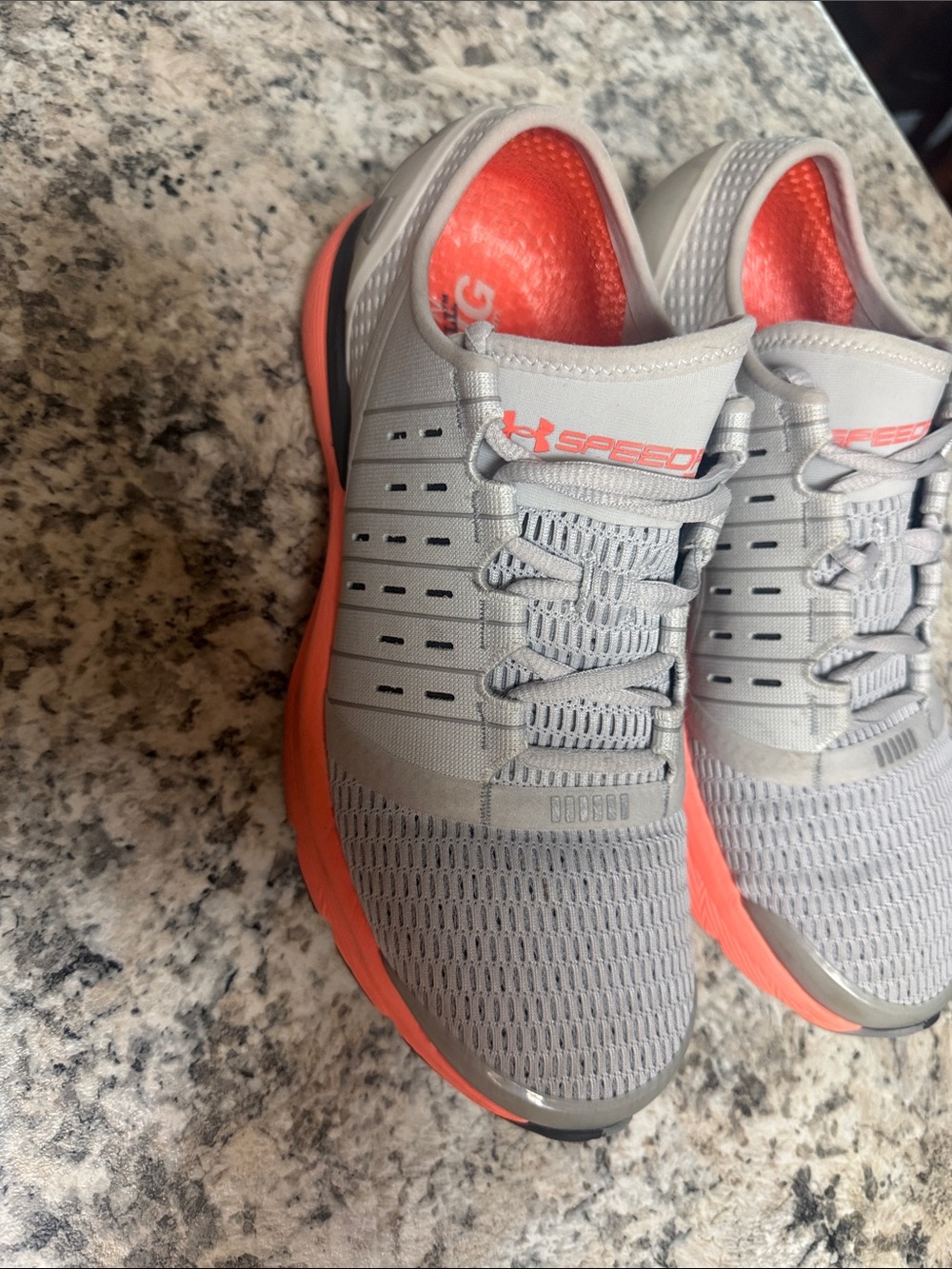 Under Armour Women's Speed Running Shoes - Gray with Coral Accents